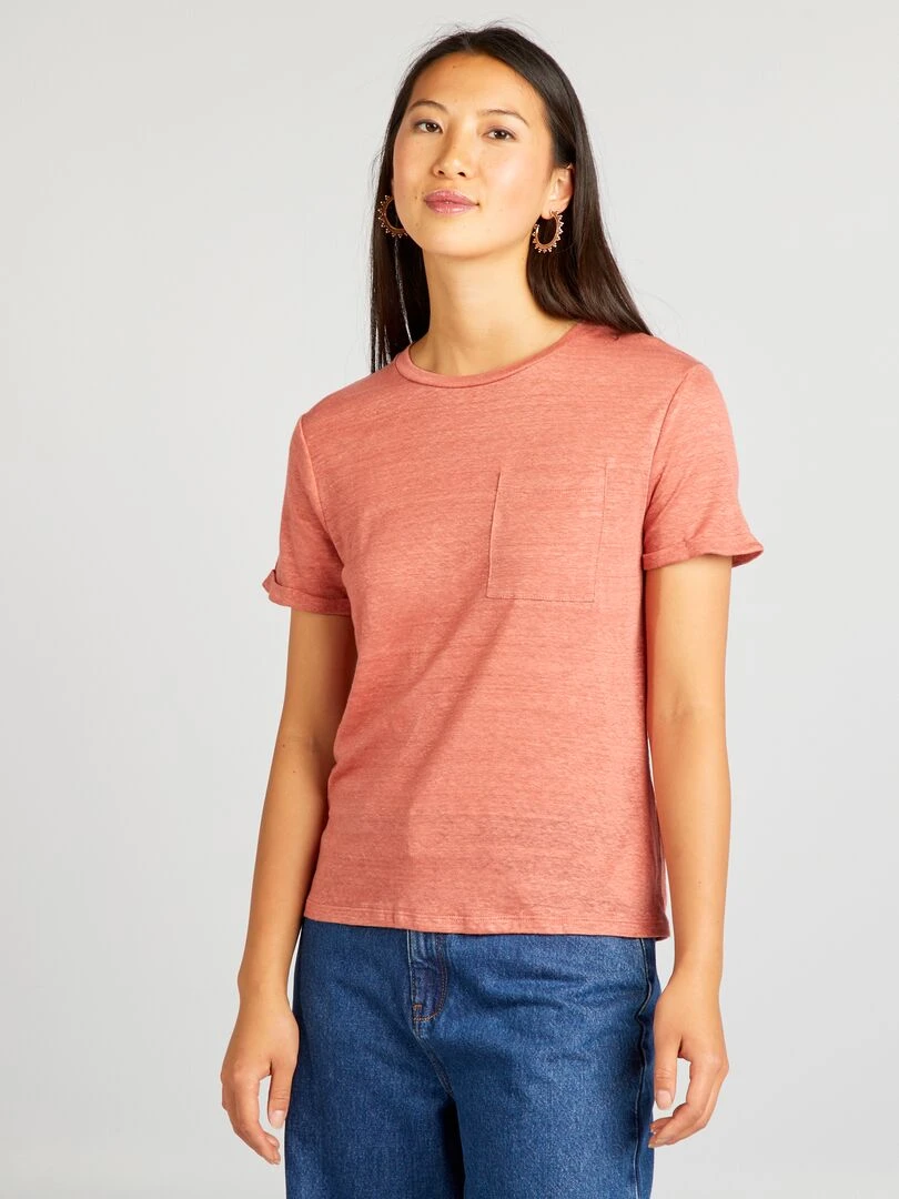 T shirt en lin   Rose