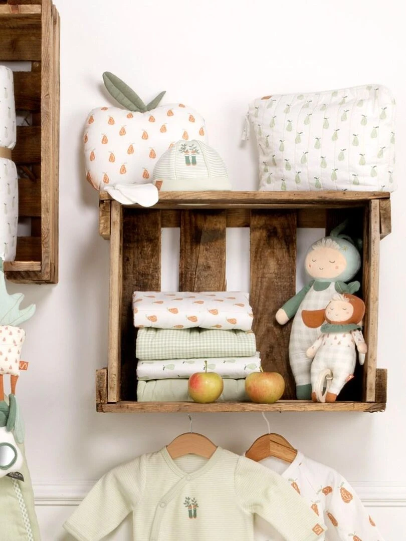 Doudou jardinier en coton Vert tilleul   SAUTHON   Vert tilleul