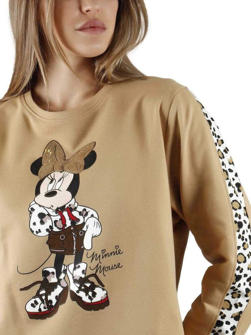 Pyjama tenue pantalon top manches longues Minnie Leopardo Disney   Marron