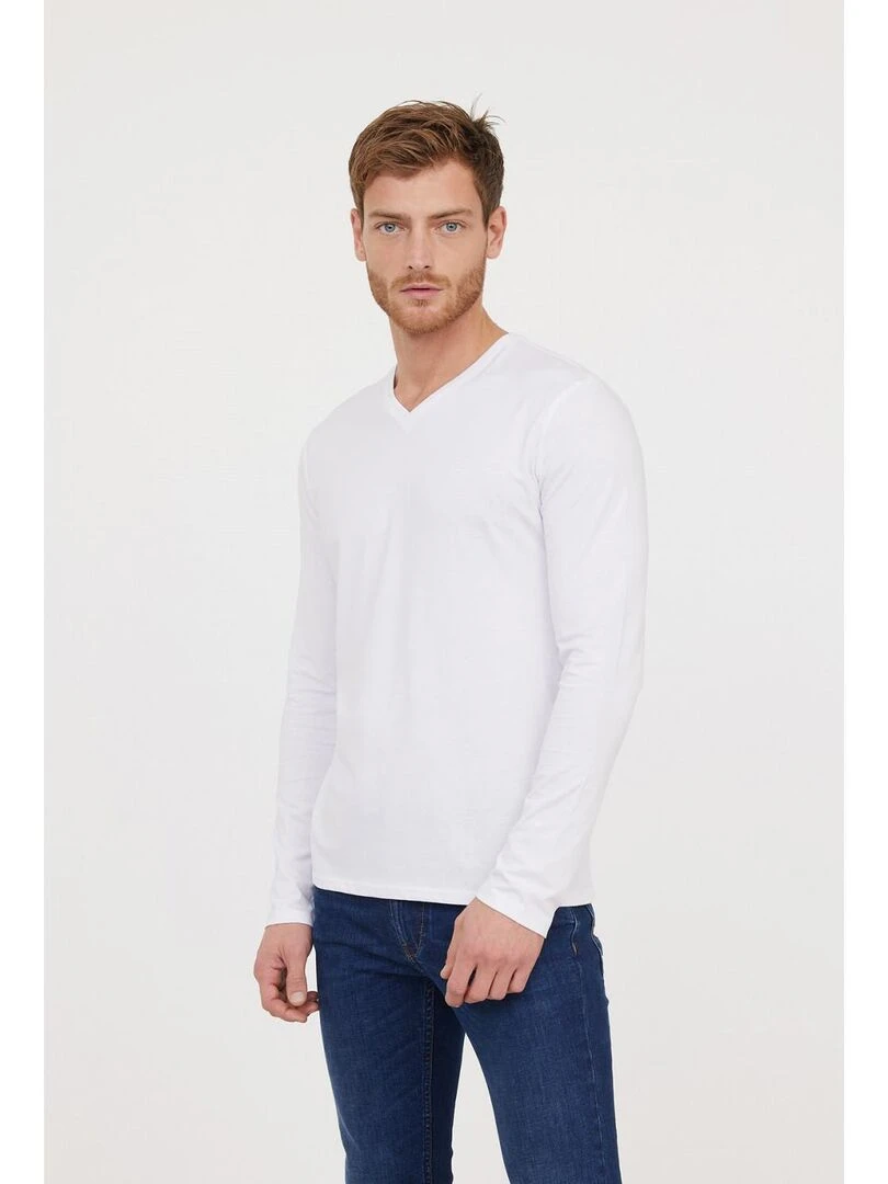 Lee Cooper T Shirt manches longues coton regular AJESSY Blanc