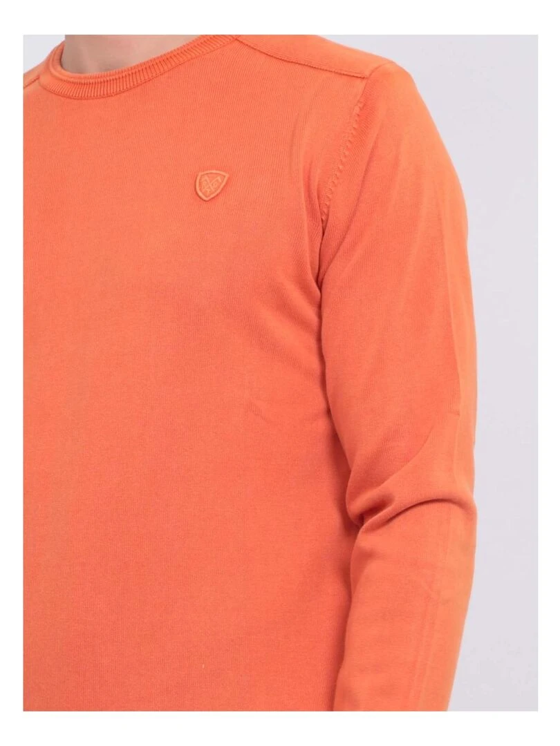 Pull fin col rond coton ARTHUR   Orange