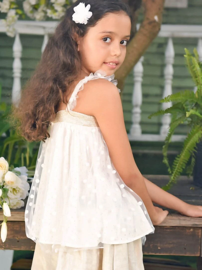 Blouse Cérémonie Fille  Tulle Beige Paillettes Dées  ANGEL   'LA FAUTE A VOLTAIRE'   Doré/or