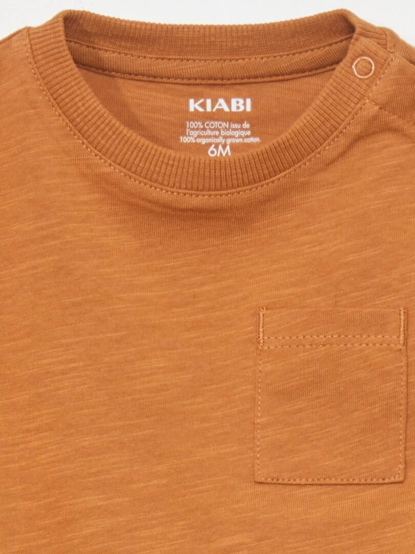T shirt à col rond avec poche   Marron orangé