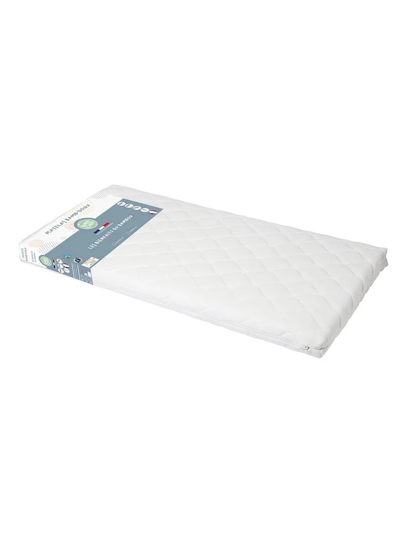 Matelas lit Bamb'Doux déhoussable 60x120 cm   24kg/m3   Blanc