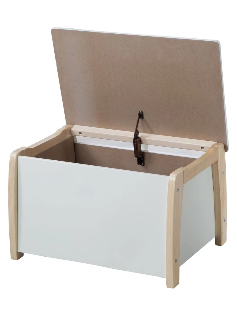 ROBA Banc Coffre à Jouets 2 en 1 en Bois Massif pour Enfant Fermeture Douce Bicolore Blanc Beige