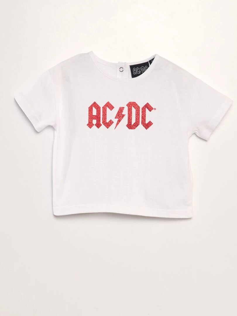 T shirt 'AC/DC' manches courtes blanc