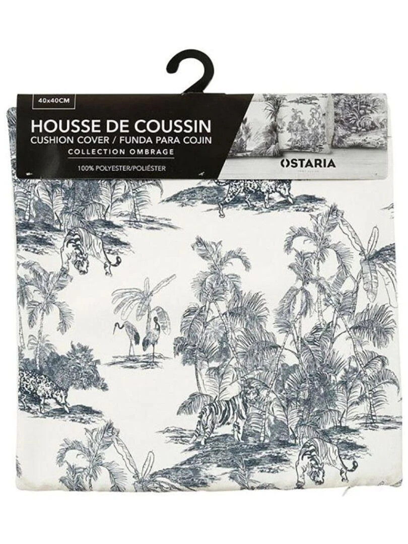 Housse de coussin 40x40 cm Toundra blanc noir   Blanc