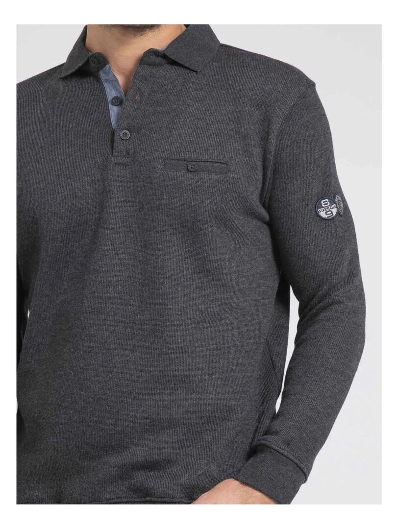 Sweat col polo WIREX   Noir