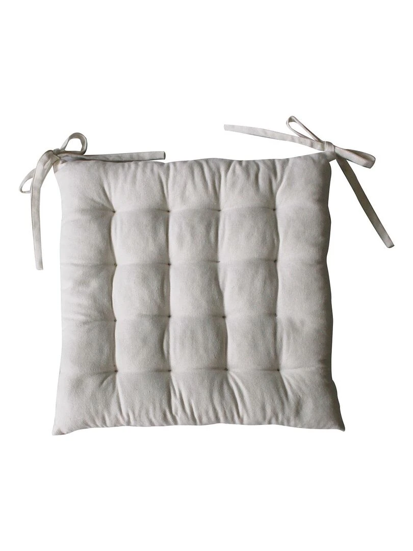 Galette de chaise en coton recyclé Ecru