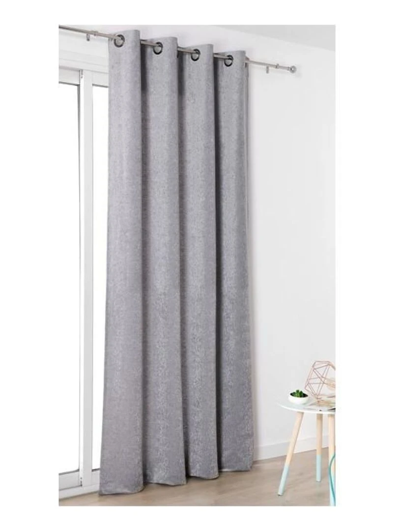 Rideau Aspect Velours Uni Gris souris
