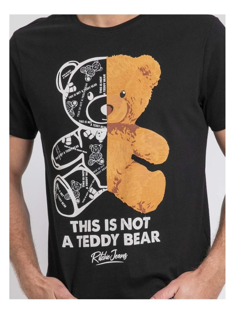 T shirt col rond pur coton JAKITED   Noir