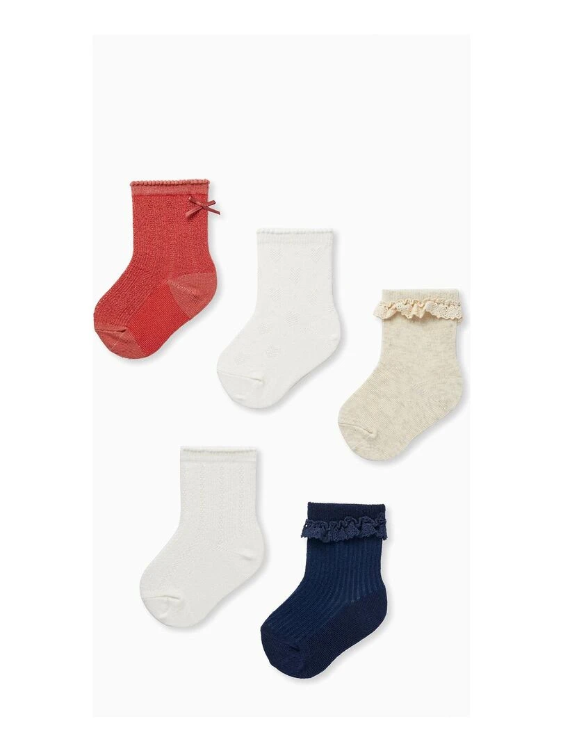 Pack 5 Paires de Chaussettes pour Bébé Fille ATLANTIC COMPANY Multicolore