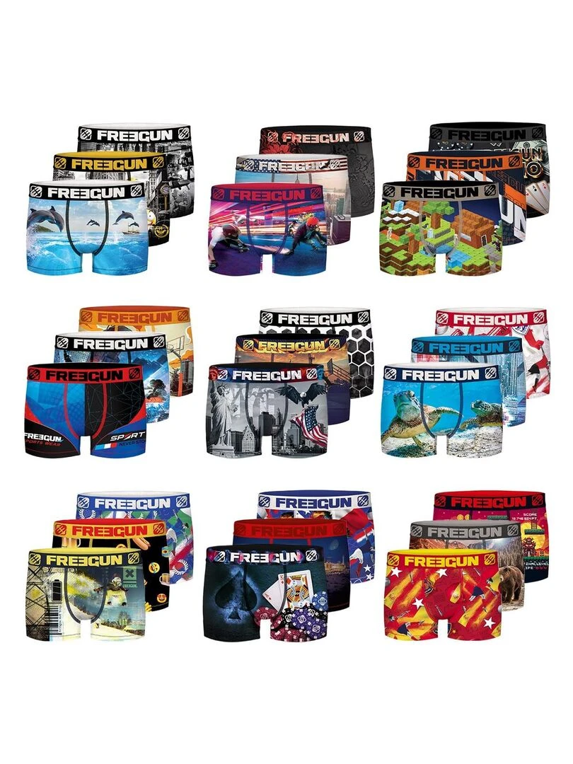 Pack Surprise de 3 Boxers microfibre homme Freegun   Bleu