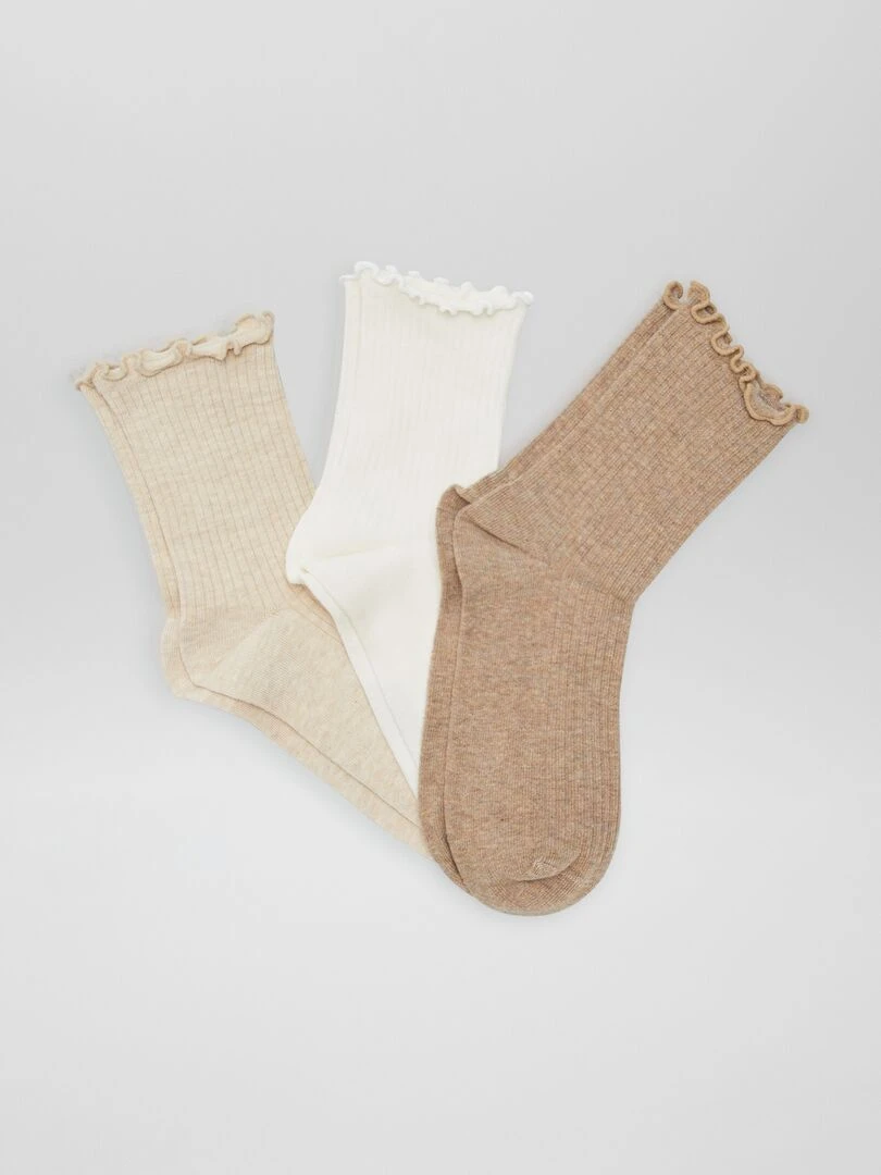 Lot de 3 chaussettes ondulées Beige