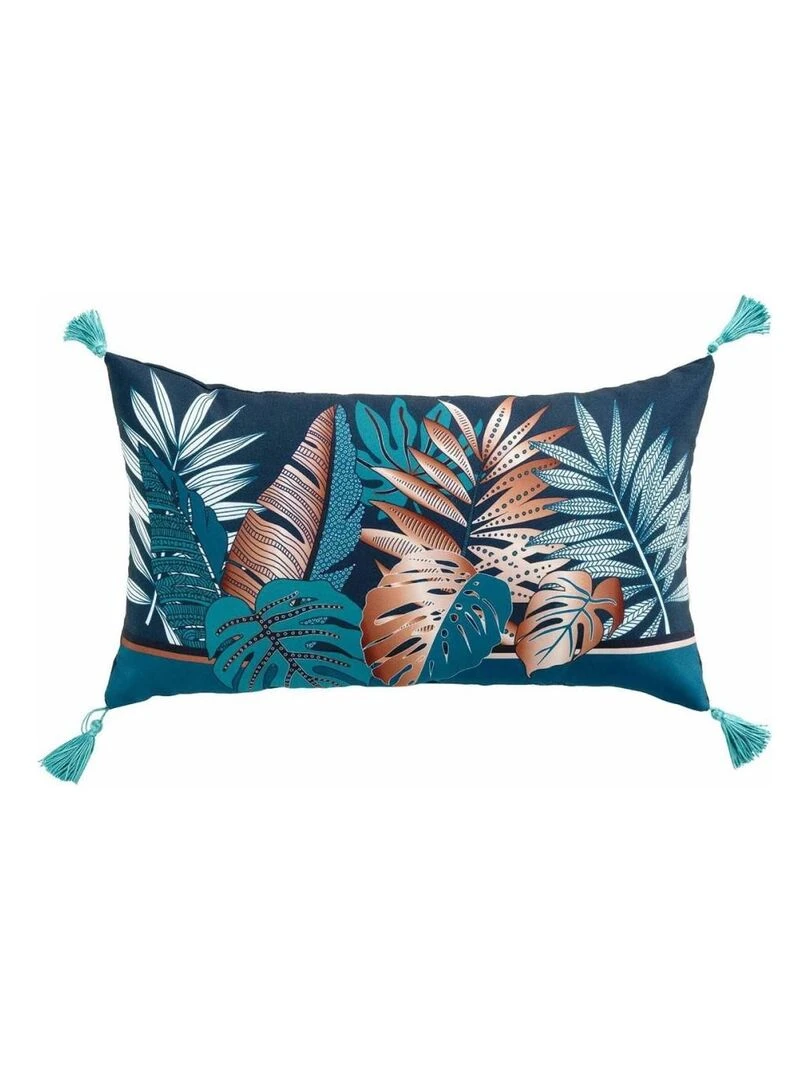 Coussin pompons 30x50 cm Alianor Bleu