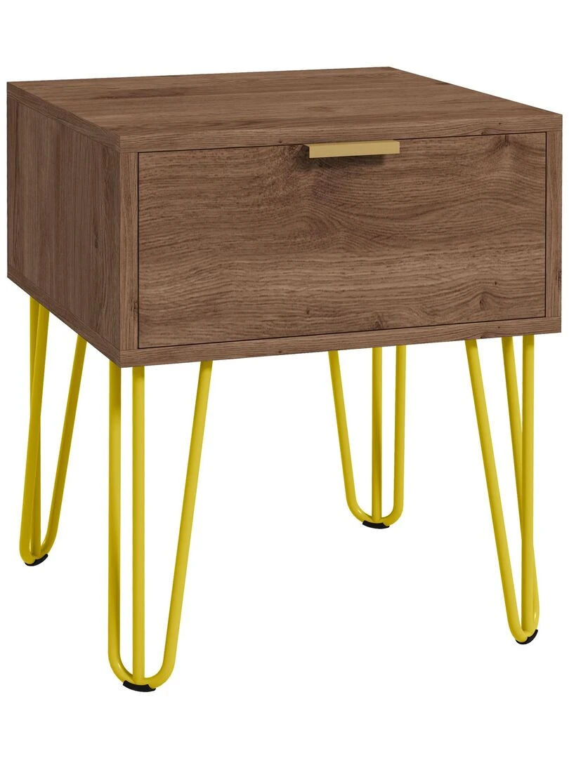 Table de chevet 1 tiroir coulissant Marron