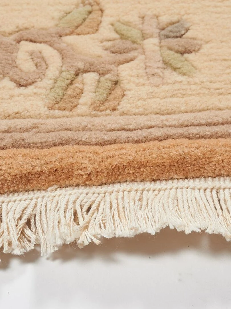 Tapis salon noué main en laine NAPISSA   Beige