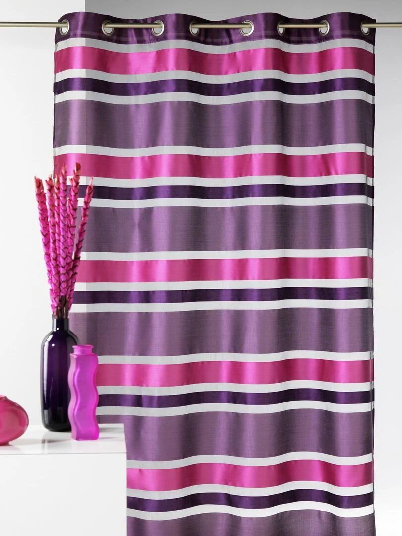Voilage en Organza rayures horizontales Violet prune