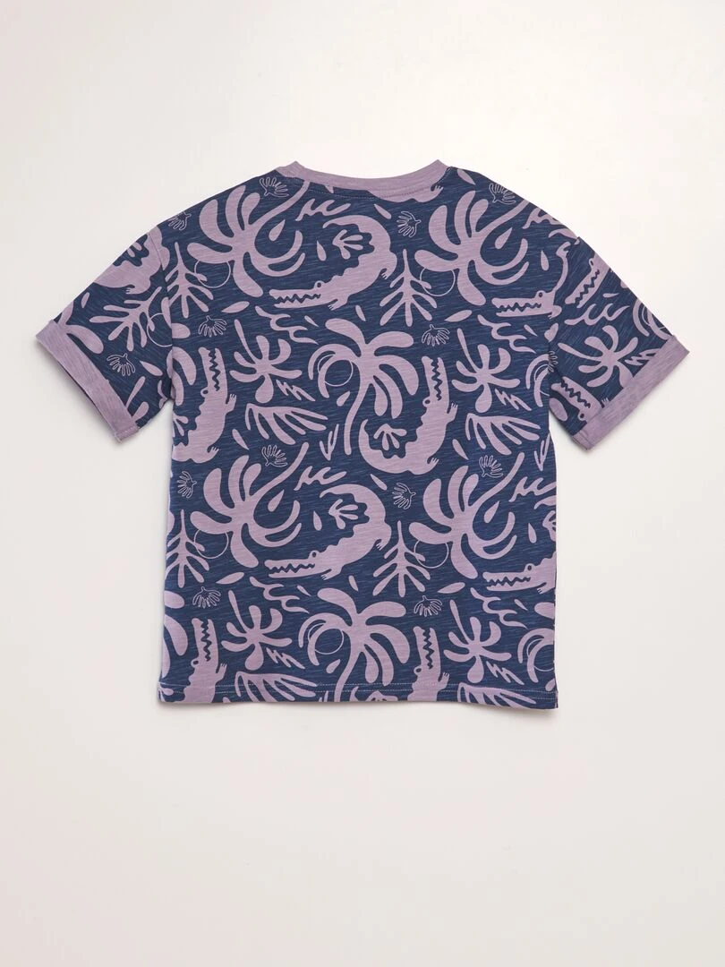 T shirt imprimé forme loose   Bleu croco