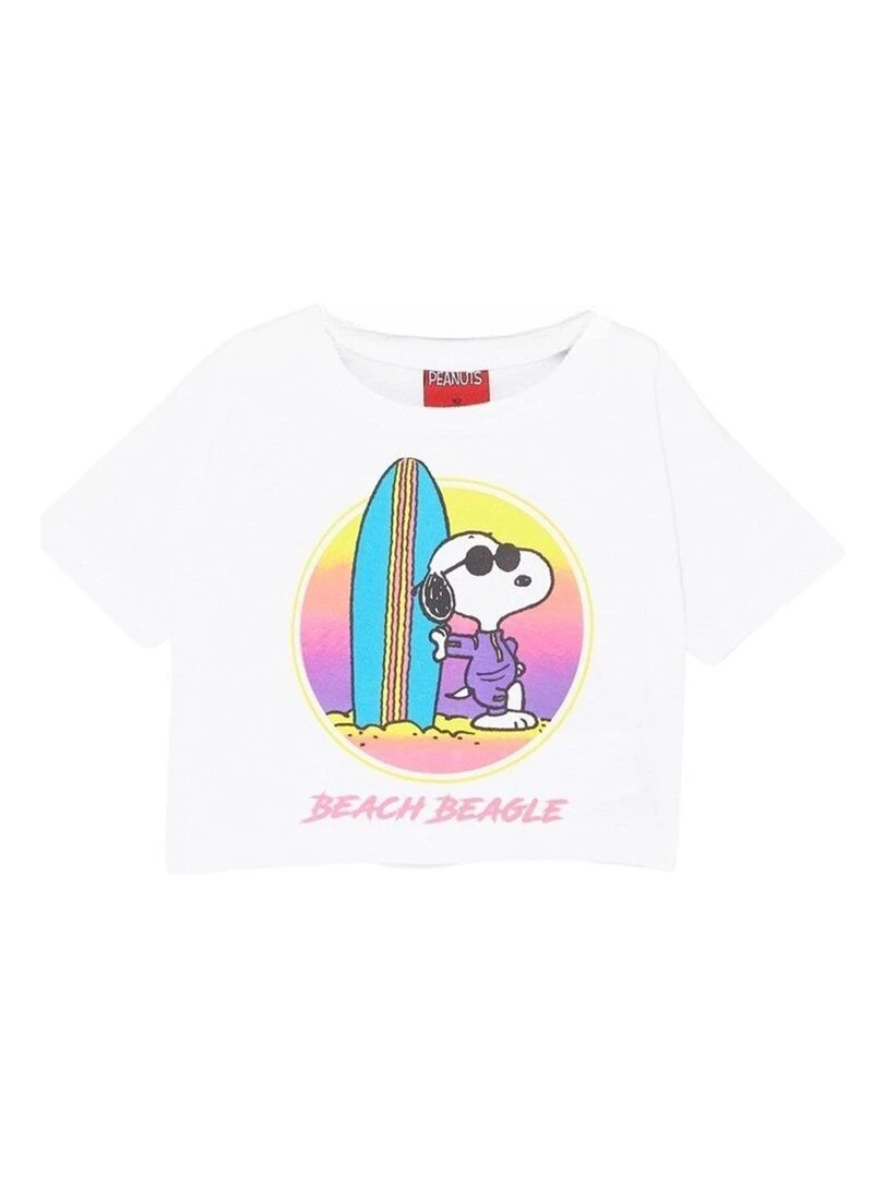 Snoopy T shirt fille imprimé Snoopy en coton Blanc