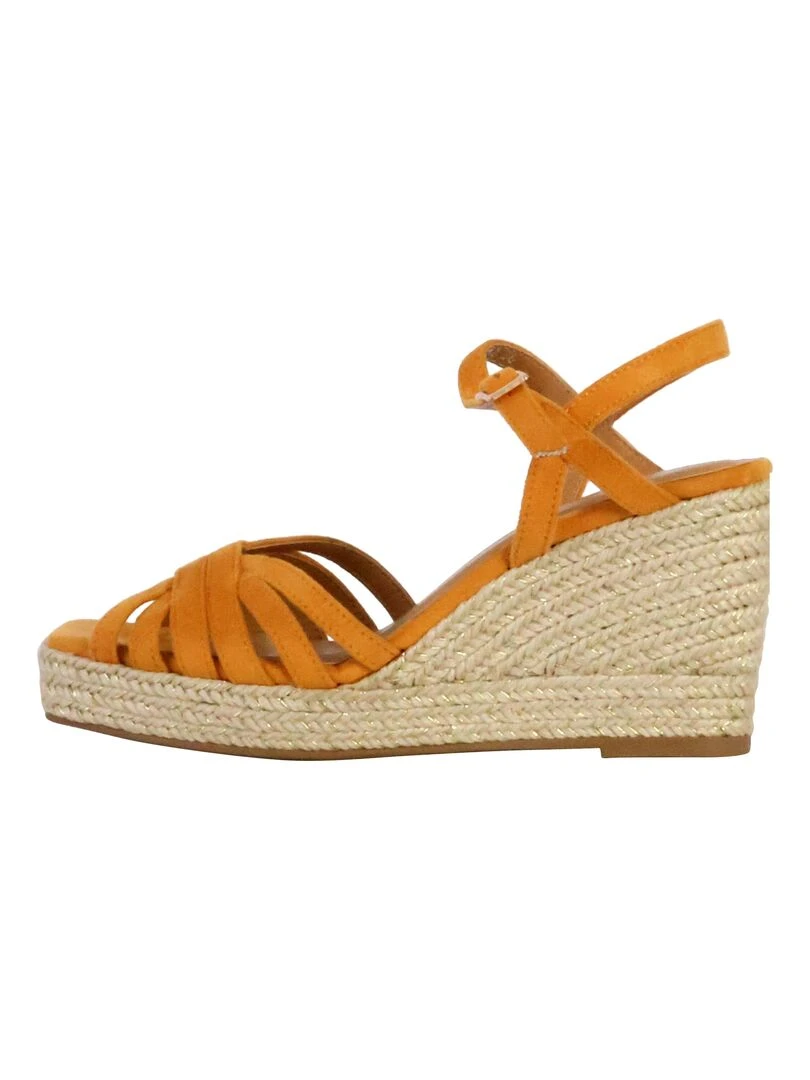 Sandales Compensées à Bride The Divine Factory Orange