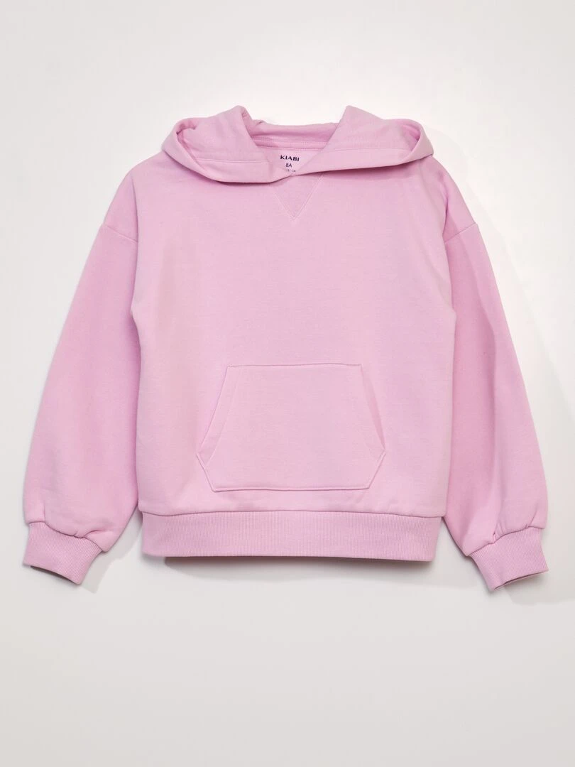 Sweat à capuche molleton épais Rose clair