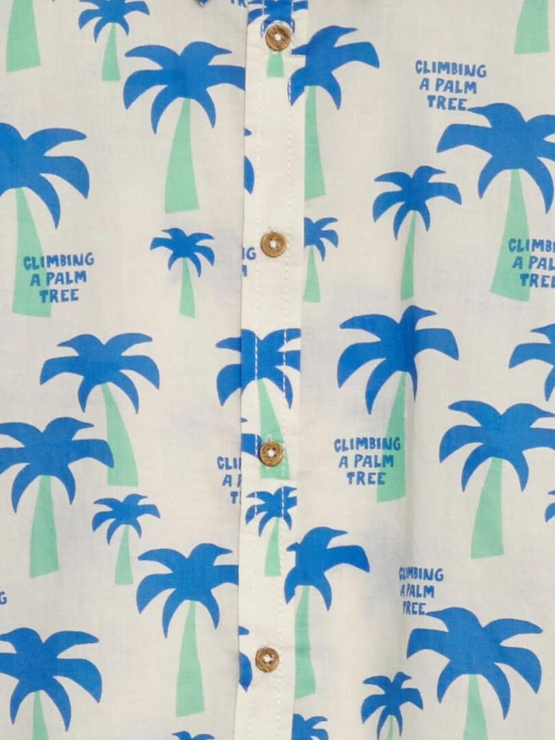 Chemise à manches courtes avec imprimé Blanc/bleu