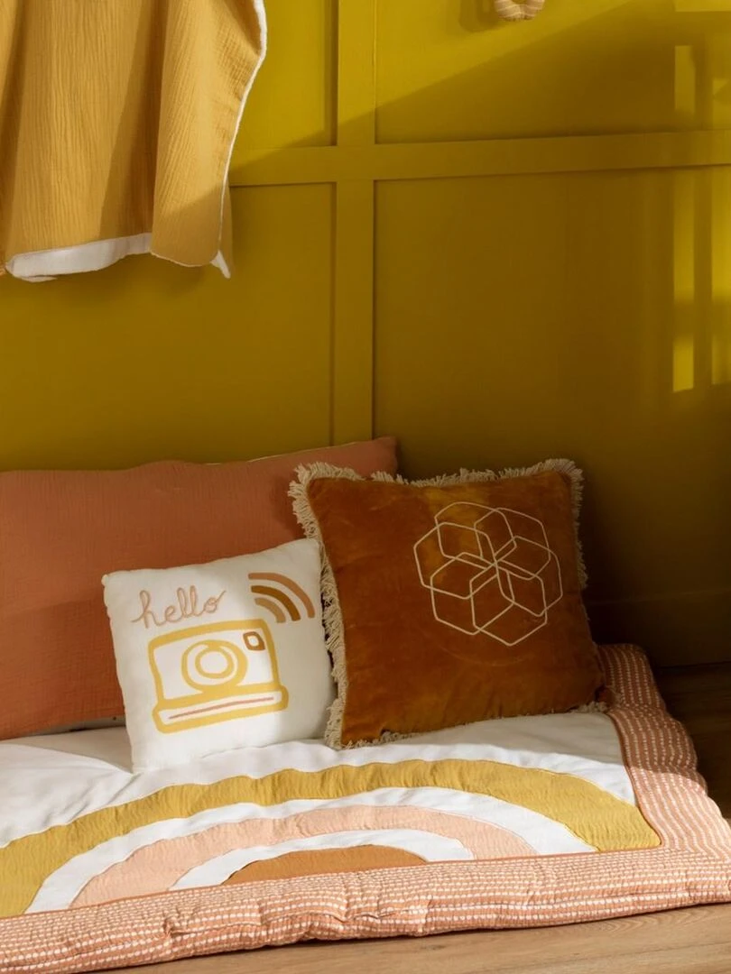 Coussin déco carré 25x25cm en coton blanc   SAUTHON   Blanc