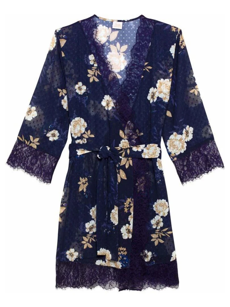 Kimono DOUX REVE Brigitte Bardot Lingerie Bleu