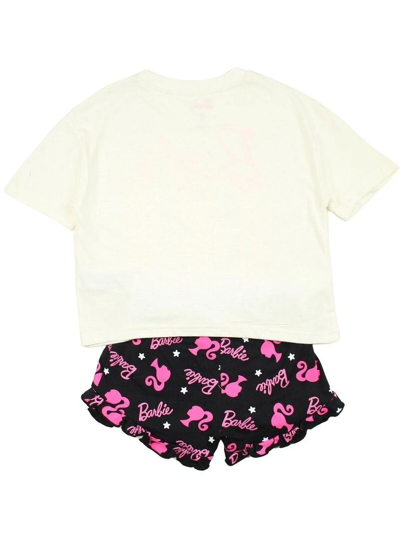 Barbie Ensemble T shirt short fille Imprimé Barbie Blanc