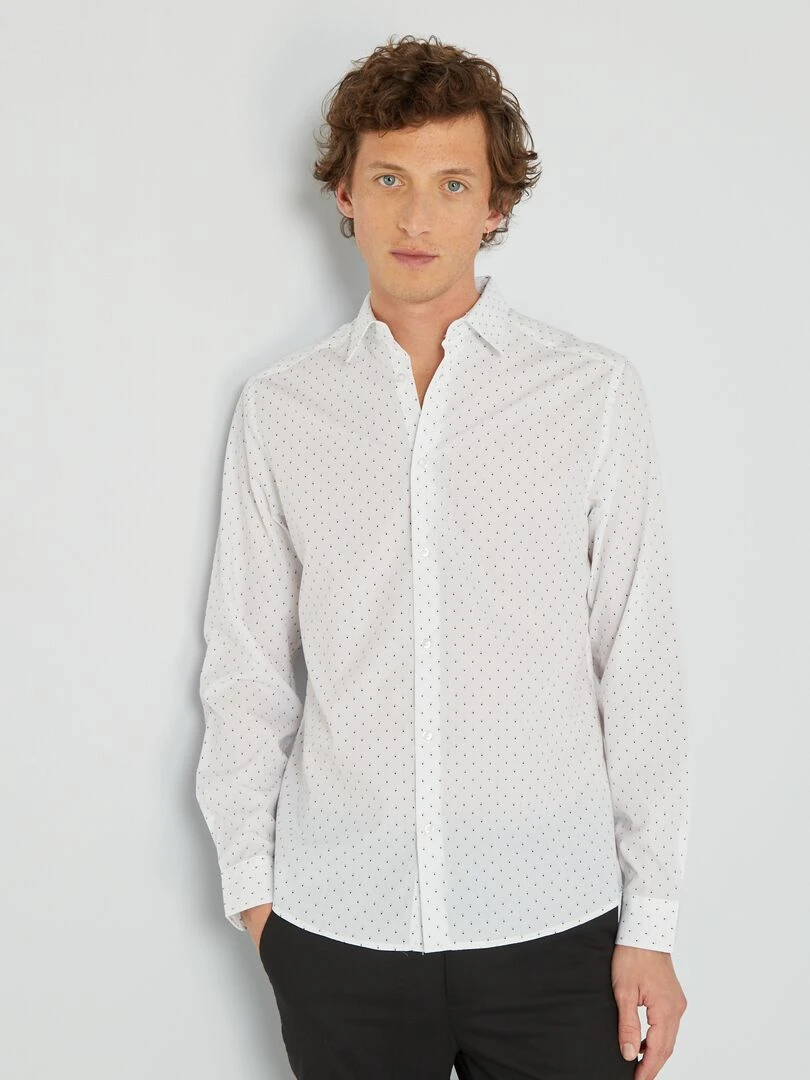 Chemise fantaisie à coupe droite Blanc