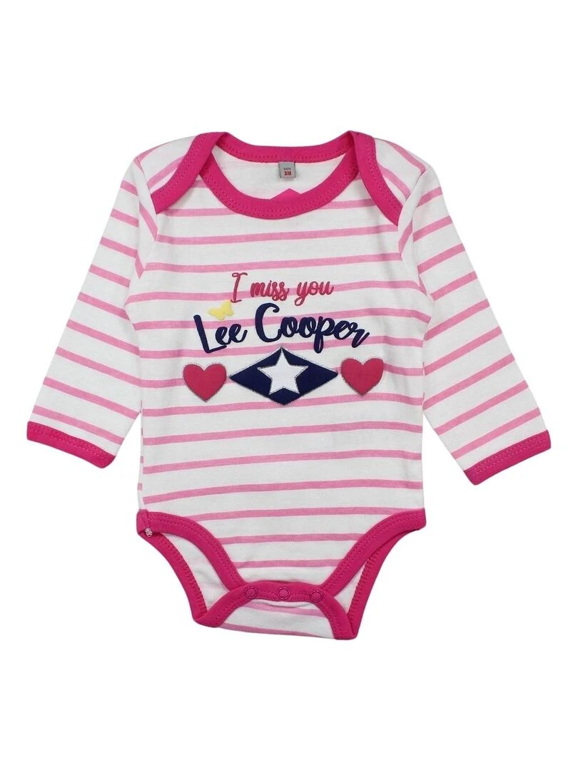 Lee Cooper   Lot de 2 bodys bébé fille en coton   Rose