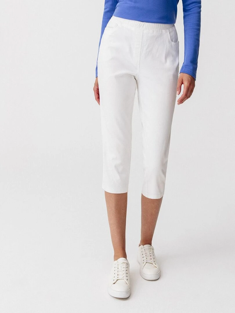 Pantacourt gabardine extensible Damart Blanc