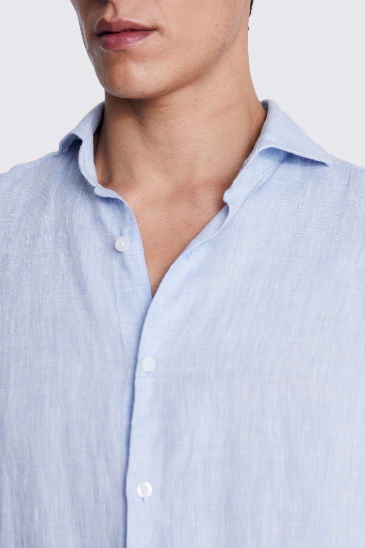 Tailored Fit Sky Linen Shirt   Buy Online at Moss