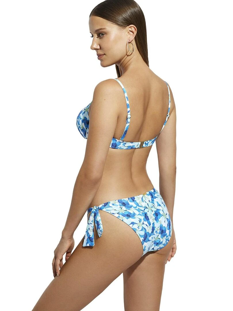 Bas maillot slip de bain à nouettes taille basse Rosé   Bleu