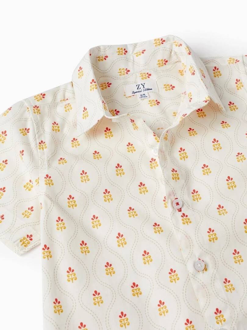 Chemise à manches courtes en coton pour garçon manches courtes CÉRÉMONIE   Blanc