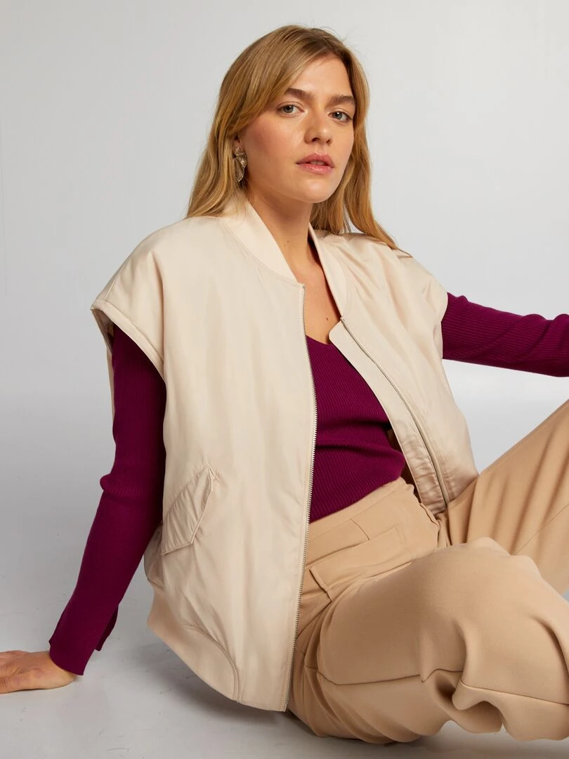 Veste sans manches avec poches   Beige