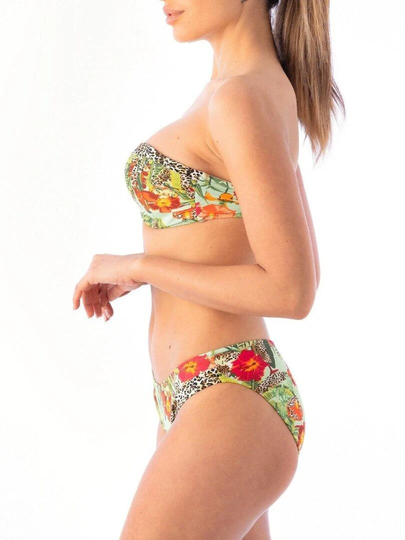 Haut de maillot de bain bandeau à motif jungle Alba   Vert