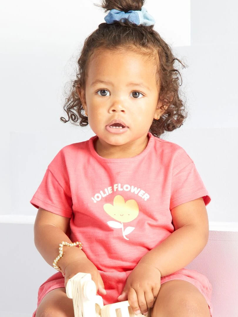 T shirt avec imprimé Rose