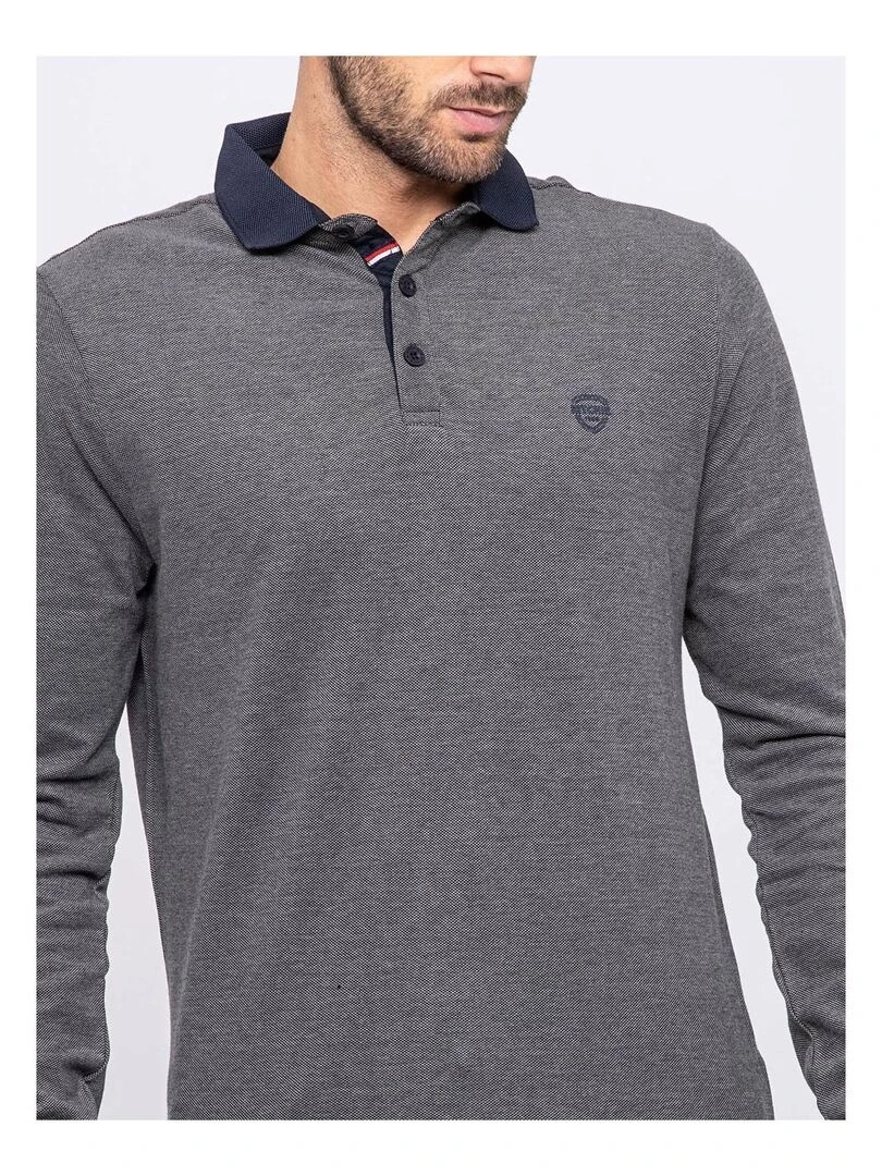 Polo manches longues pur coton PIRATE   Noir