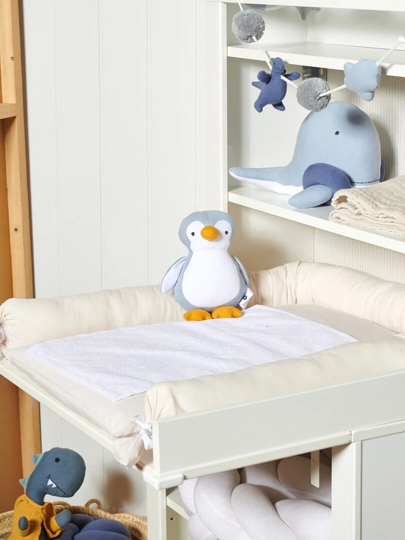 Boîte à musique en coton jersey pingouin Bleu clair