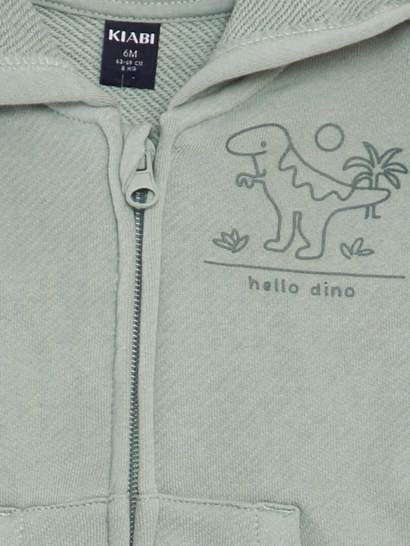 Sweat zippé à capuche à imprimé   Vert