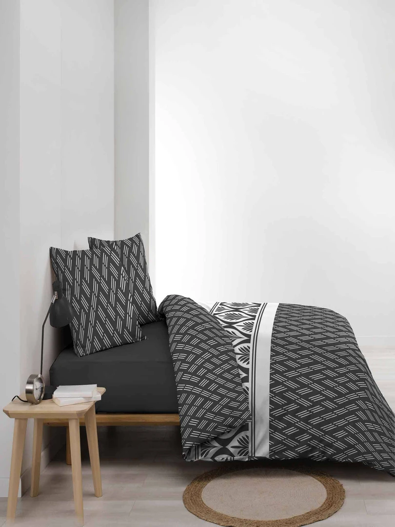 Housse de couette 260x240 + 2 taies Bonnie coton 52 fils   Blanc