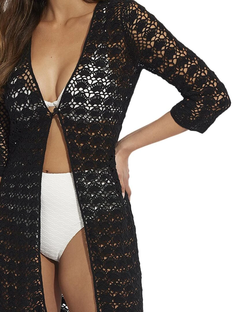 Kimono de plage manches trois quarts Complementos   Noir