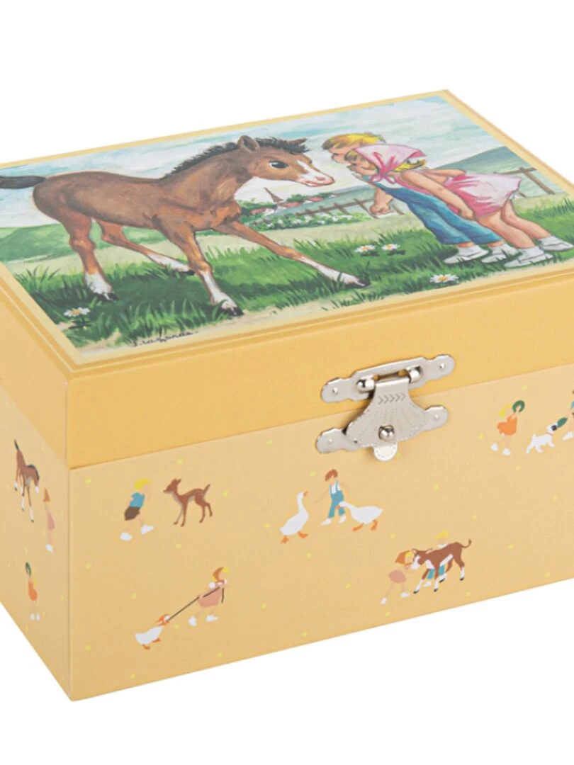 Boîte à bijoux musicale jeune cheval Mémoire d'enfance Jeanne Lagarde Jaune