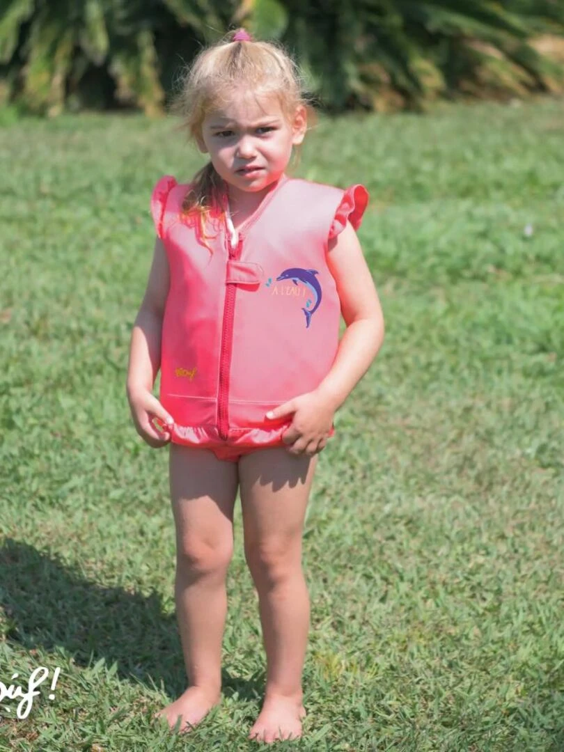 Maillot de Bain Dauphin Enfant avec Flotteurs   Accessoire de Natation Fille   Rose