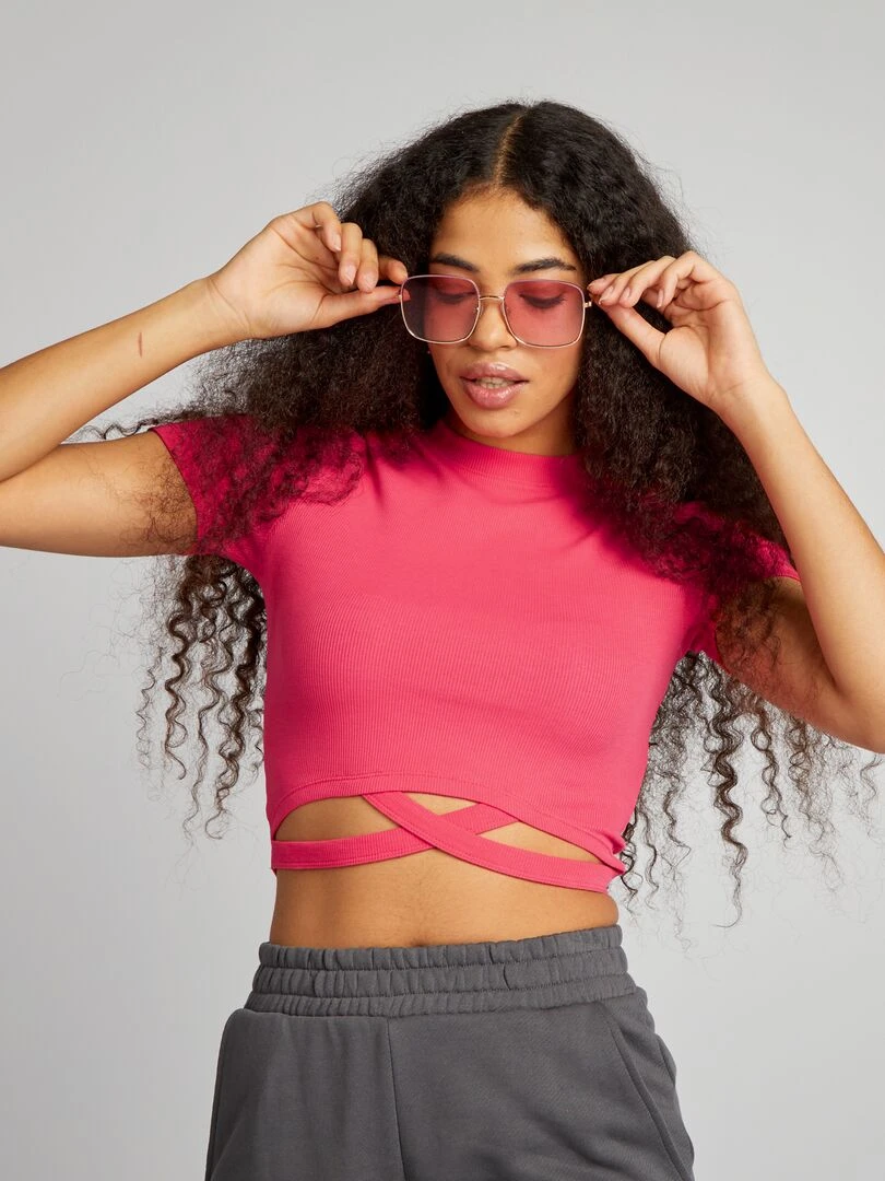 T shirt cropped   Rose