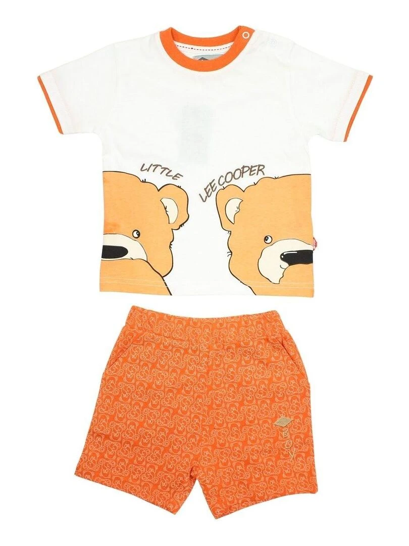 Lee Cooper Ensemble T shirt short bébé garçon Imprimé Lee Cooper Orange