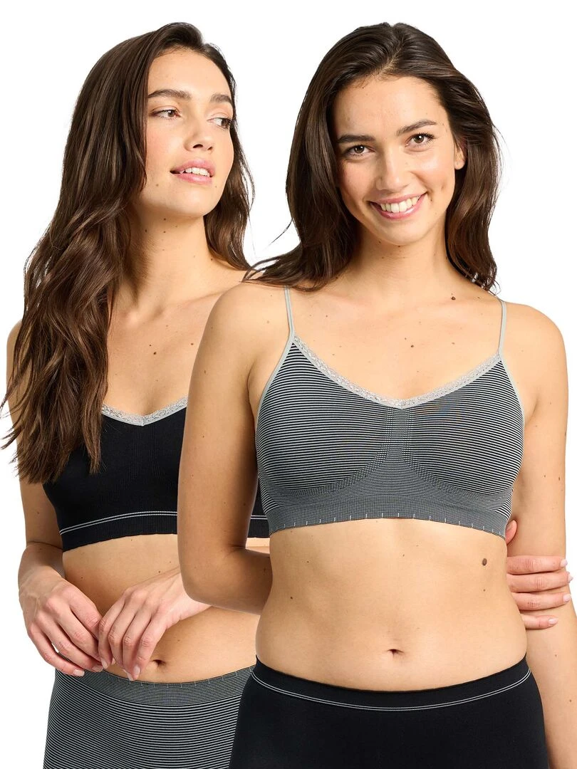 Lot de 2 brassières 'Billet Doux' noir/gris