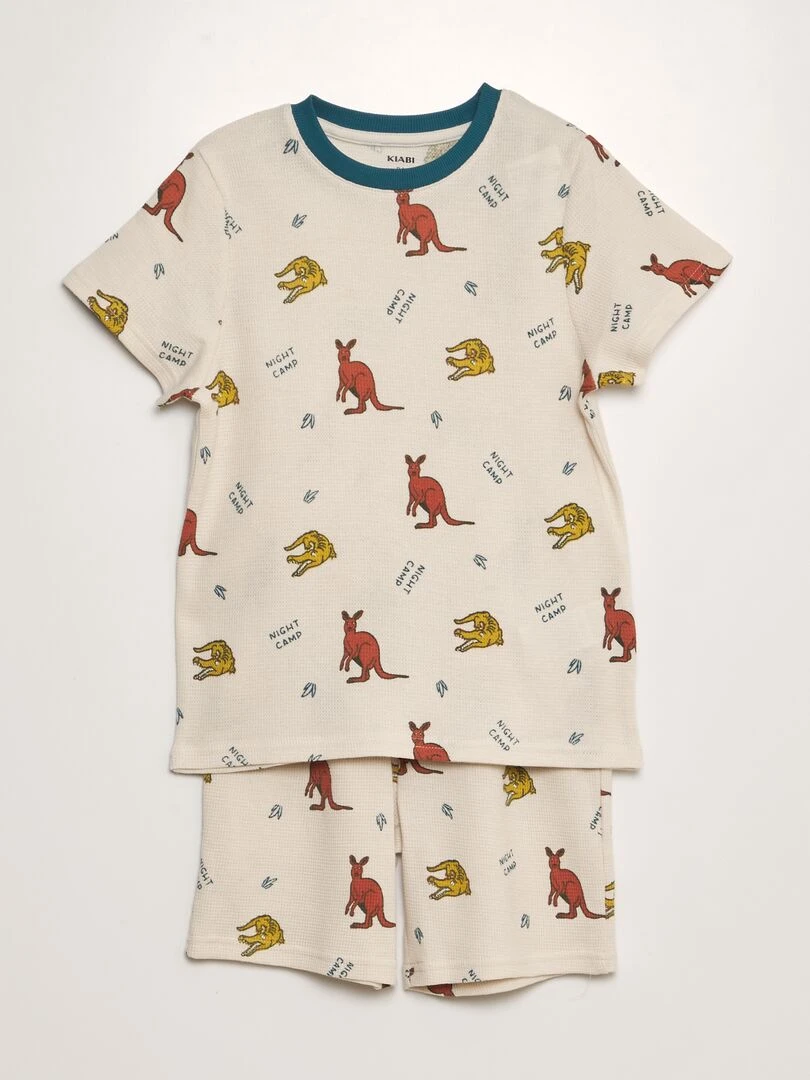 Ensemble pyjama en nid d'abeilles 2 pièces Beige